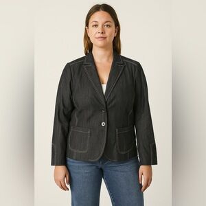 Olsen Europe women's blazer jacket size L-XL grey blue